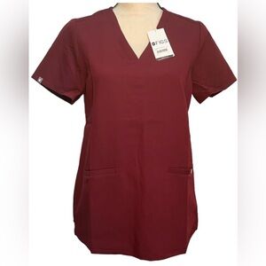 ❤️💜 FIGS Casma™ Three-Pocket Scrub Top. Burgundy. Size Small. NWT